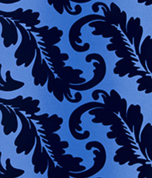 Blomster mørkeblå velour - tapet - 10x0,52 m - fra Designers Guild