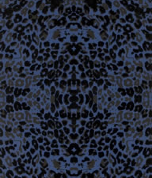 Leopard blå og sort velour - tapet - 10x0,52 m - fra Designers Guild