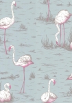 Flamingos støvet blå - tapet - 10,05x0,53 m - fra Cole & Son 
