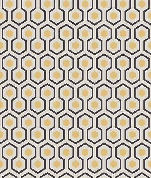 Hicks' Hexagon sort/guld - tapet - 10,05x0,53 m - fra Cole & Son 