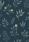 Skandinavisk Blomstermønster mørkblå 139082 - tapet - 10,05x0,53 m - fra ESTA HOME