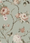 Vintage Blomster grå/mintgrøn/skinnende lyserødt 139291 - tapet - 10,05x0,53 m - fra ESTA HOME
