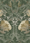 Vintage Blomster Art Nouveau mørkegrøn 139420 - tapet - 10,05x0,53 m - fra ESTA HOME