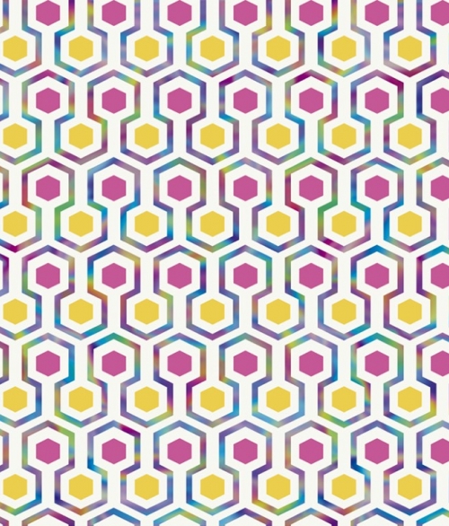 Hexagon multifarvet - tapet - 10.05x0.53m - fra Tapetcompagniet