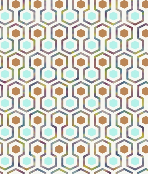 Hexagon tyrkis - tapet - 10.05x0.53m - fra Tapetcompagniet