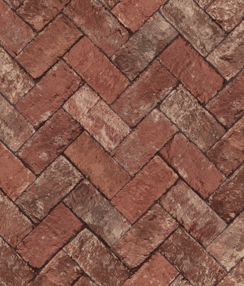 Herringbone Brick rød - tapet - 10.00x0.53m - fra GALERIE