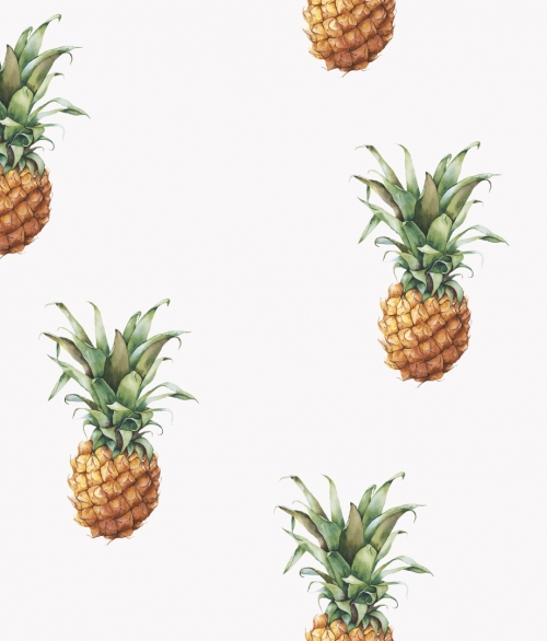 Pineapples hvid - tapet - 10.00x0.53m - fra GALERIE