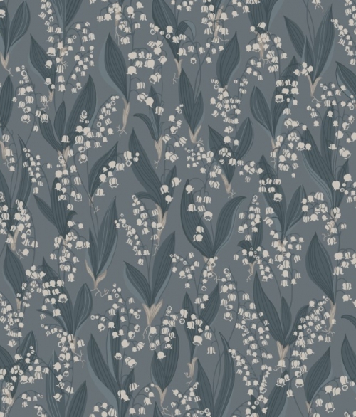 Liljekonvalj blå - tapet - 10.05x0.53m - fra Sandberg