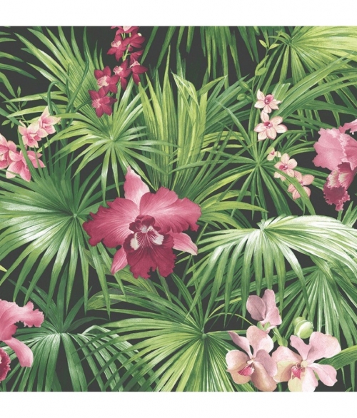Tropiske lyserøde blomster - tapet - 10,05x0,53 m - fra Tapetcompagniet 