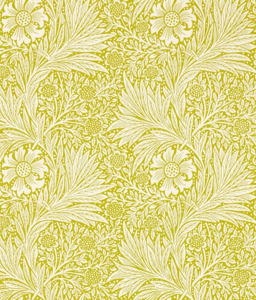 Marigold chartreuse - tapet - 10.05x0.52m - fra Morris & Co.