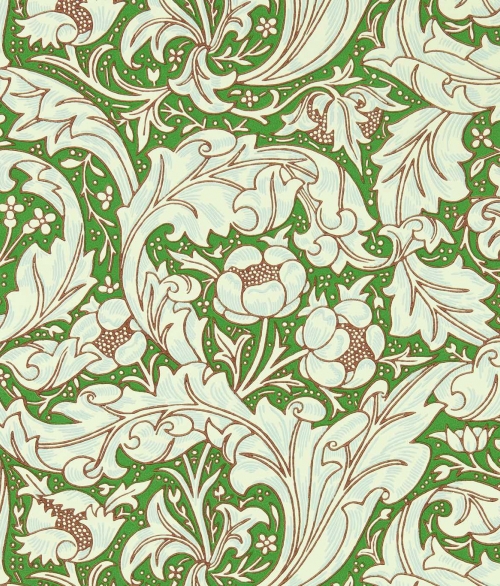 Bachelors Butoon grøn - tapet - 10.05x0.52m - fra Morris & Co.