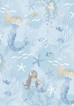 Mermaids blå/lilla/glitter - tapet - 10.00x0.53m - fra GALERIE