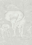 Kinabalu elefanter med mild sølv metallisk baggrund - tapet - 10,05x0,686 m - fra Harlequin 