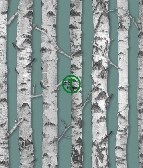 Birketræ grøn/blå - tapet - 10x0,53 m - fra ESTA HOME
