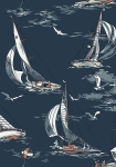 Sailboats mørk blå - tapet - 10,05x0,53 m - fra Borås