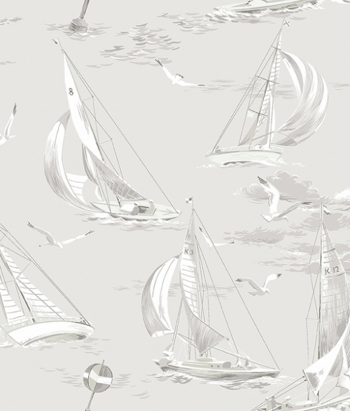 Sailboats grå - tapet - 10,05x0,53 m - fra Borås