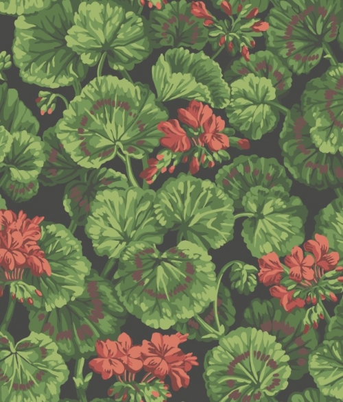 Geranium sort, rød og grøn - tapet - 10x0,52 m - fra Cole & Son