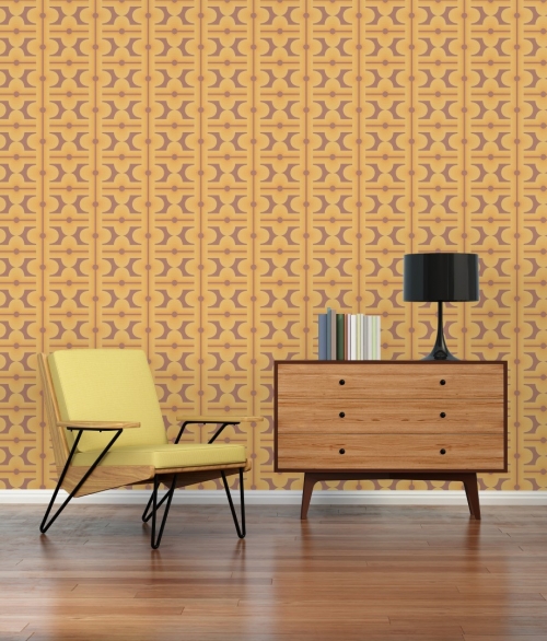 Retro Mønster brun/gul - tapet - 8.50x0.53m - fra Tapetcompagniet