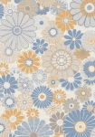 Retro Blomster blå/orange - tapet - 8.50x0.53m - fra Tapetcompagniet