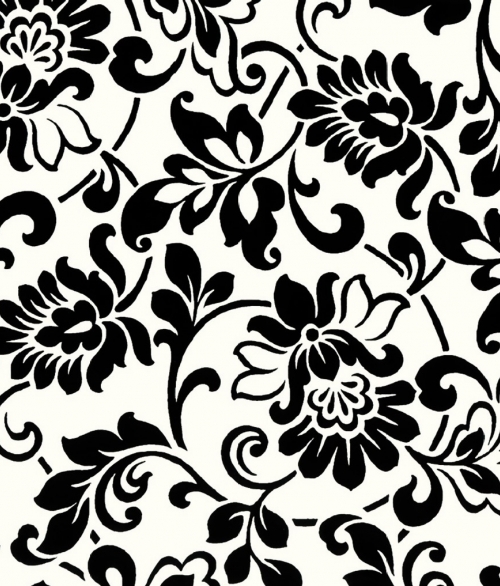 Sort/Hvid Blomst - selvklæbende folie - 45x200 cm - fra Tapetcompagniet 