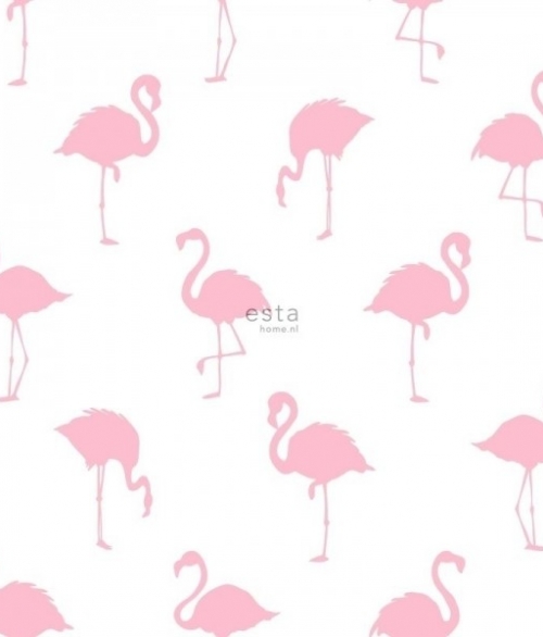 Flamingo lyserød/hvid - tapet - 10,05x0,53 m - fra ESTA HOME