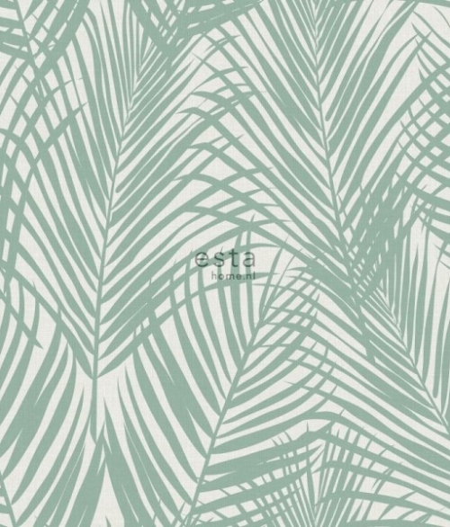 Palmeblade støvet grøn - tapet - 10,05x0,53 m - fra ESTA HOME