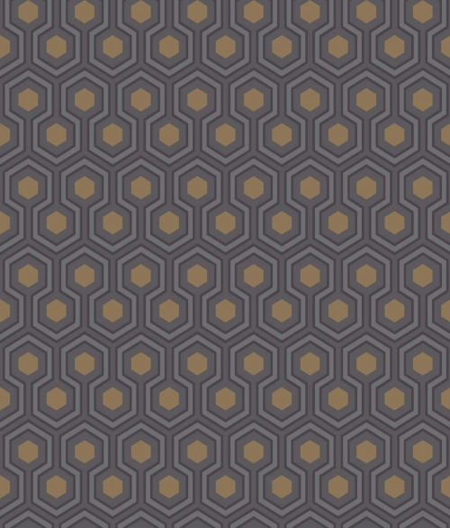 Hicks' Hexagon sort/guld - tapet - 10x0,53 m - fra Cole & Son 