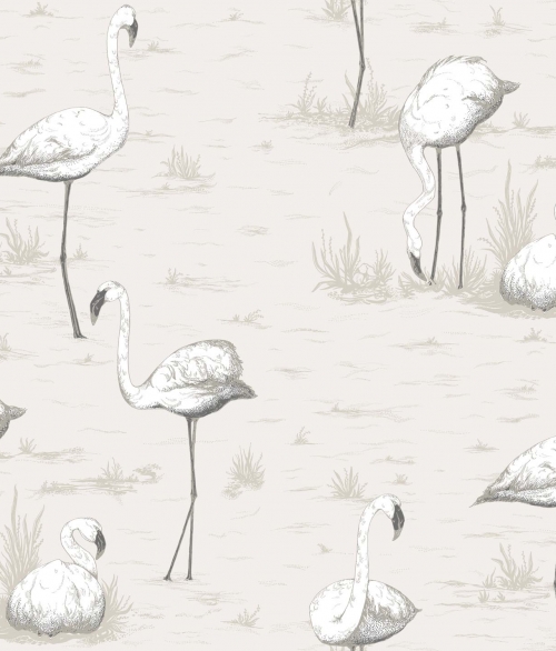 Flamingos grå/hvid - tapet - 10x0,53 m - fra Cole & Son 