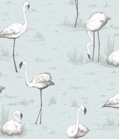 Flamingos blå/hvid - tapet - 10x0,53 m - fra Cole & Son 