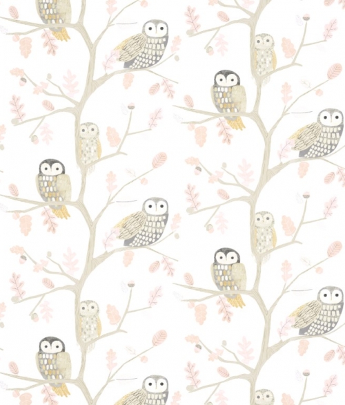 Little Owls lys - tapet - 10.05x0.52m - fra Harlequin
