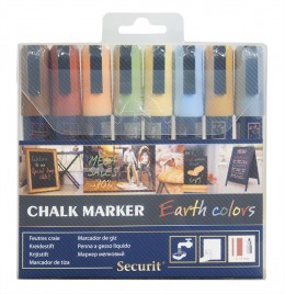 Chalkmarker - Kalk Tuscher 8 stk 2-6 mm - Naturlige Farver - Fra Securit