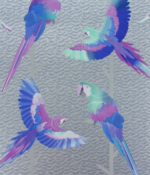Cubana papegøje blå/lilla - tapet - 10x0,52 m - fra Matthew Williamson 