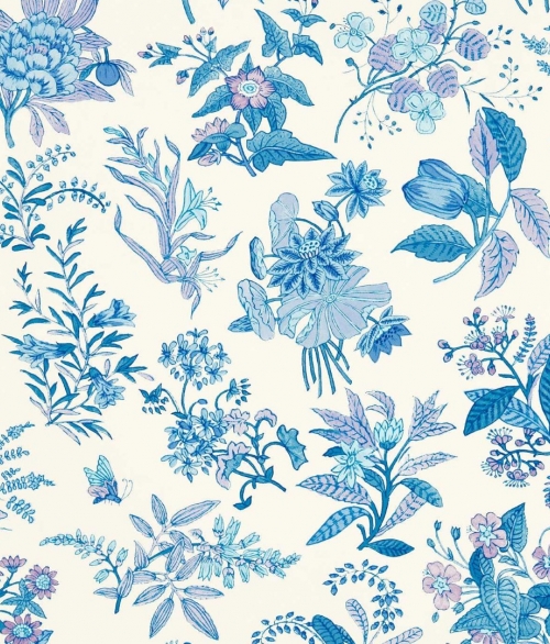 Woodland Floral lapis/amethust/pearl - tapet - 10.05x0.52m - fra Harlequin