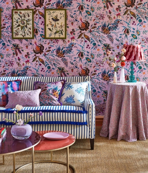 Wonderland Floral amethust/lapis/ruby - tapet - 10.05x0.52m - fra Harlequin