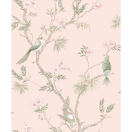 Classic Bird Trail rosa - tapet - 10x0,53 m - fra GALERIE